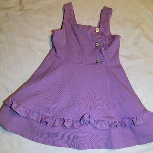 Janie and Jack Girls Purple Ruffle Jumper Dress Size 4 Sleeveless Button Detail